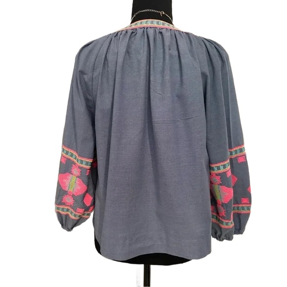 REBELLION ~ Women’s loose fit 3/4 elastic sleeves BOHO top w/tassels size L - Picture 4 of 7